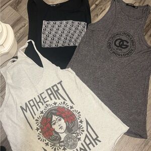 Obey Women's Graphic Tank Tops - Black, Gray, White BUNDLE